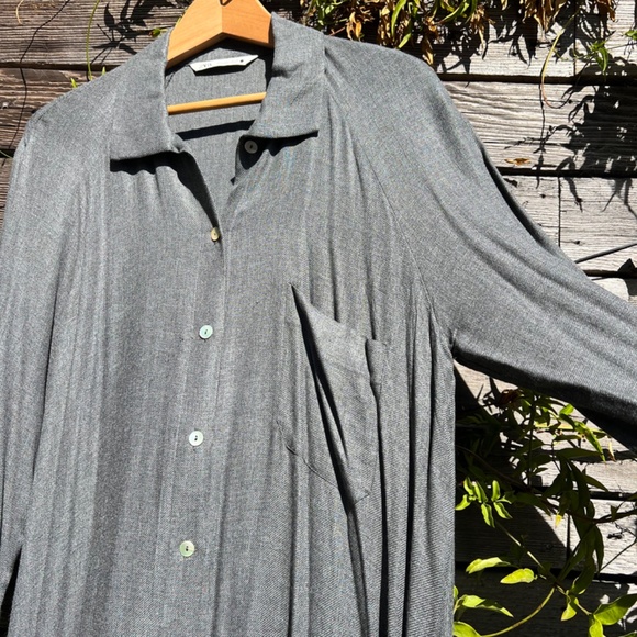 Zara - Grey Long Sleeve Maxi Shirt Dress Size L - Picture 3 of 6